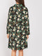 Womens Floral Flower Print Long Sleeve Collared Shirt Dress -DS1113