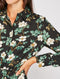 Womens Floral Flower Print Long Sleeve Collared Shirt Dress -DS1113