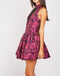 Jacquard look Floral Mesh Insert Mini Skater Dress -DS1114