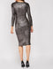 Knot Front Shimmer Glitter Long Sleeve Midi Dress -DS1119