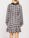 Long Sleeve Shawl Collar Wrap Ruffle Hem Plaid Blazer Dress -DS1124