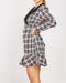 Long Sleeve Shawl Collar Wrap Ruffle Hem Plaid Blazer Dress -DS1124