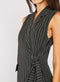 Sleeveless Pinstripe Tie Side Wrap Blazer Dress -DS1137