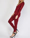 Long Sleeve Wrap Solid Wine Color Plunging Neck Jumpsuit -JS1004