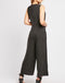 Black Sleeveless Button Detail V Neck Jumpsuit -JS1007