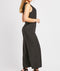 Black Sleeveless Button Detail V Neck Jumpsuit -JS1007