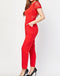 Crochet Detail Red Romper Jumpsuit -JS1009