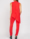 Asymmetric Drape Sleeveless Jumpsuit in red -JS1010