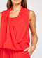 Asymmetric Drape Sleeveless Jumpsuit in red -JS1010