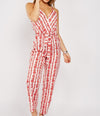 Fancy Print Belted Sleeveless Summer Jumpsuit -JS1011