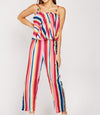 Vibrant Multi stripe Spaghetti Sleeveless Overlay jumpsuit -JS1012