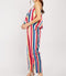 Vibrant Multi stripe Spaghetti Sleeveless Overlay jumpsuit -JS1012