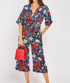 Floral PrintV NeckBelted Jumpsuit -JS1013