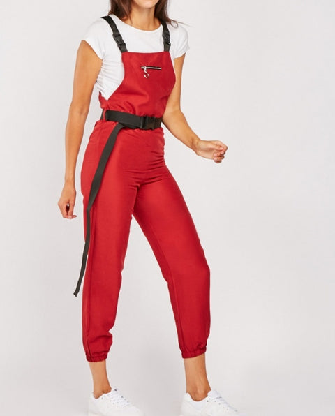 Buckle Up Belted Strap Utility Jumpsuit -JS1015