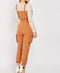 Womens Sleeveless Button Detail Utility Jumpsuit with Flap Pocket -JS1016