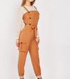 Womens Sleeveless Button Detail Utility Jumpsuit with Flap Pocket -JS1016