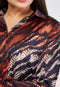 Button Front Tiger Stripe Animal Print Long Sleeve Satin Shirt -TP1002