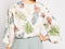 Tropical Floral Print Tie Side Flare Sleeve Wrap Blouse -TP1007