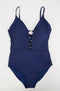 Blue Fancy Cut Out Front Bodysuit Swimsuit -TP1008