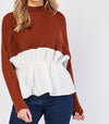 Chunky Knit Insert Contrast Jumper Top -TP1012