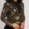 Dazzle Metallic Dark Gold Sequin Blazer -TP1021