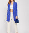 Womens Long Double Breasted Structured Blue Blazer -TP1033