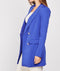 Womens Long Double Breasted Structured Blue Blazer -TP1033