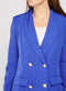 Womens Long Double Breasted Structured Blue Blazer -TP1033