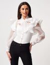 Pussybow Organza exagerrated ruffle detail blouse -TP1038