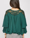 Embellished Stoned Crochet detail layered frilly poncho blouse -TP1041