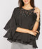 Embellished Stoned Crochet detail layered frilly poncho blouse -TP1041