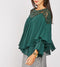 Embellished Stoned Crochet detail layered frilly poncho blouse -TP1041