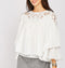 Embellished Stoned Crochet detail layered frilly poncho blouse -TP1041