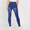 High Rise Waisted Deconstructed Contrast Insert Blue Jeggings -TS1005