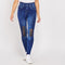 High Rise Waisted Deconstructed Contrast Insert Blue Jeggings -TS1005